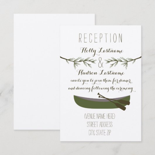 Cano + Huwelijksreceptie met takken van groenblijv Kaart (Voorkant / Achterkant)