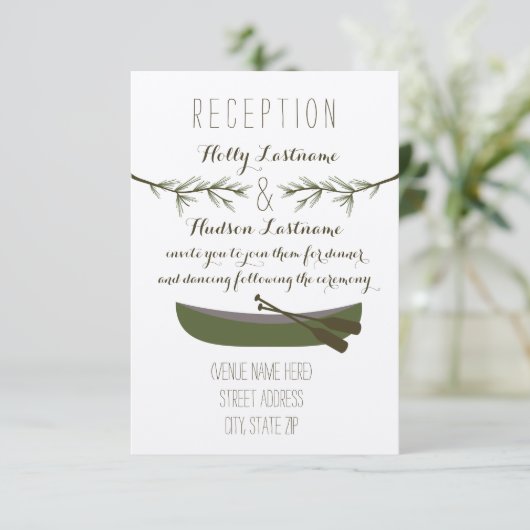 Cano + Huwelijksreceptie met takken van groenblijv Kaart (Staand voorkant)