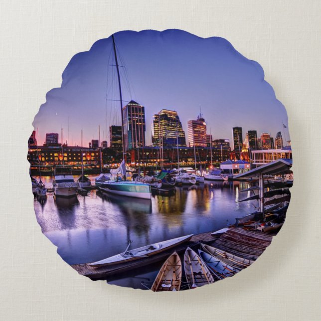 Canoas Al Atardecer - Canoes at Sunset Rond Kussen (Voorkant)