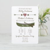 Canoe + Arrows Rustic Wedding Invitation Kaart (Staand voorkant)