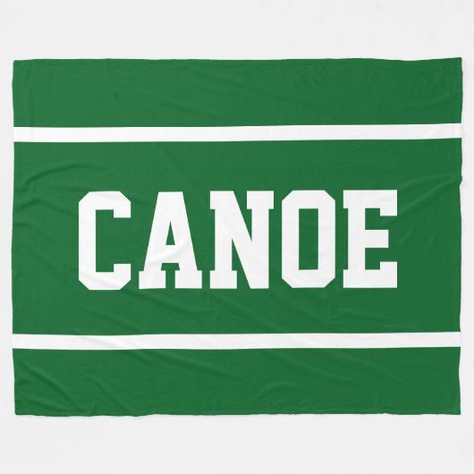 CANOE Atletiek Witte Tekst Strepen Op Donkergroen Fleece Deken (Voorkant (Horizontaal))
