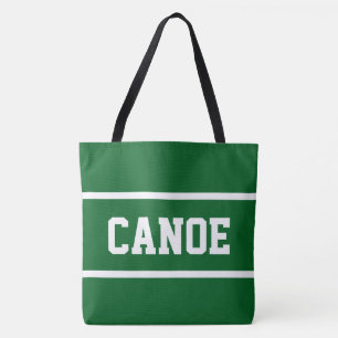 CANOE Atletiek Witte Tekst Strepen Op Kamp Groen Tote Bag