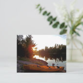 Canoe bij zonsondergang briefkaart (Staand voorkant)
