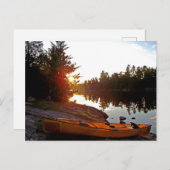 Canoe bij zonsondergang briefkaart (Voorkant / Achterkant)