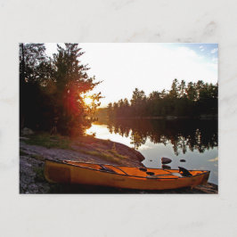 Canoe bij zonsondergang briefkaart