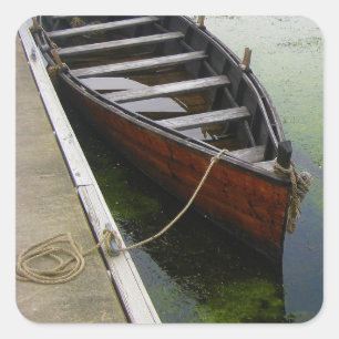 Canoe Boat Docked Vierkante Sticker