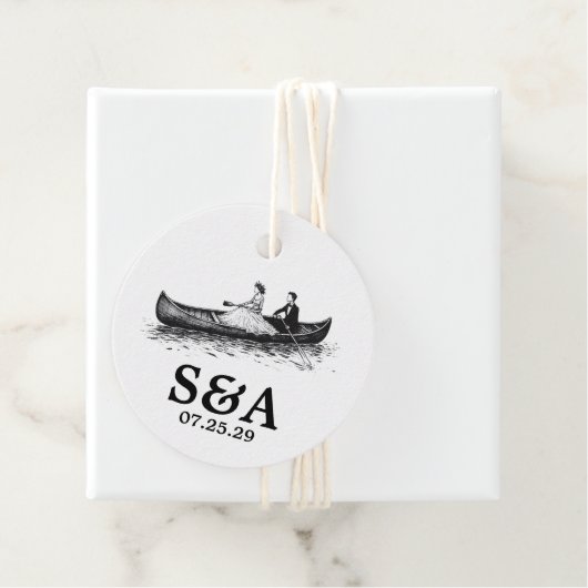 Canoe Couple Bedankjes Labels (In situ)