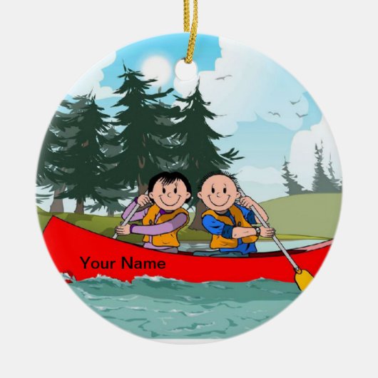 Canoe Couple Keramisch Ornament (Voorkant)