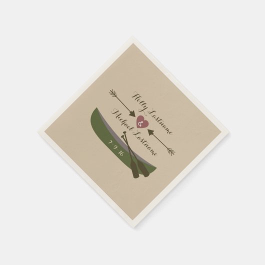 Canoe + hart met pijlen rond luiers servetten (Hoek)