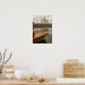 Canoe in water with Taj Mahal, Agra, India Poster (Keuken)
