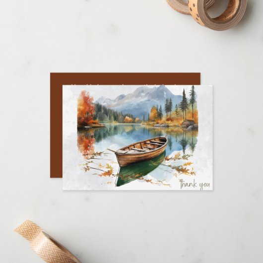 Canoe Mountain Lake Sympathie Dank u Notitiekaartje (Voorkant / Achterkant in situ)