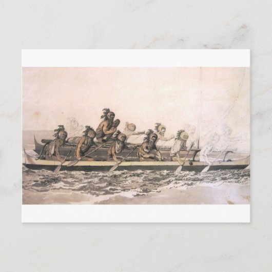 Canoe of the Sandwich Islands. Hawaii. c. 1778 Briefkaart (Voorkant)