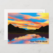 Canoe op het Sunset Lake Briefkaart (Voorkant / Achterkant)