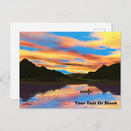 Canoe op het Sunset Lake Briefkaart (Voorkant / Achterkant)