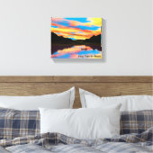 Canoe op het Sunset Lake Canvas Afdruk (Insitu (Slaapkamer))