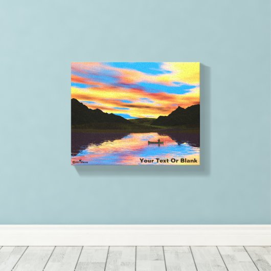 Canoe op het Sunset Lake Canvas Afdruk (Insitu (Houten vloer))