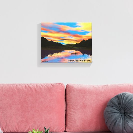 Canoe op het Sunset Lake Canvas Afdruk (Insitu (Woonkamer))