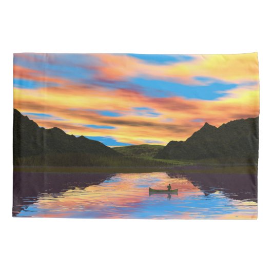 Canoe op het Sunset Lake Kussensloop (Achterkant)