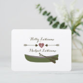 Canoe + pijlen met harthuwelijk R.S.V.P. RSVP Kaartje (Staand voorkant)