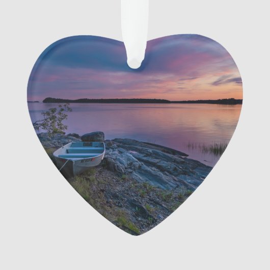 Canoe River Lake Water Dated Photo Custom Ornament (voorkant)