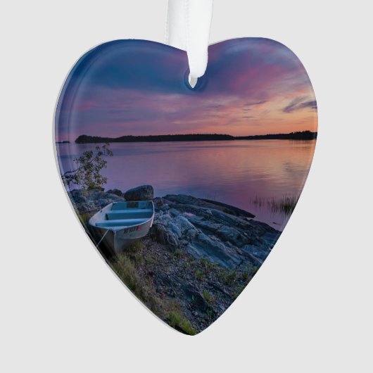 Canoe River Lake Water Dated Photo Custom Ornament (voorkant)