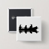 Canoe Silhouette Vierkante Button 5,1 Cm (Voorkant /achterkant)