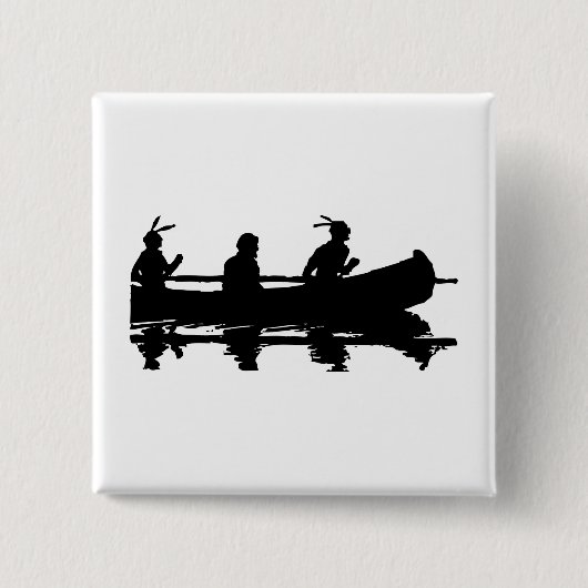 Canoe Silhouette Vierkante Button 5,1 Cm (Voorkant)