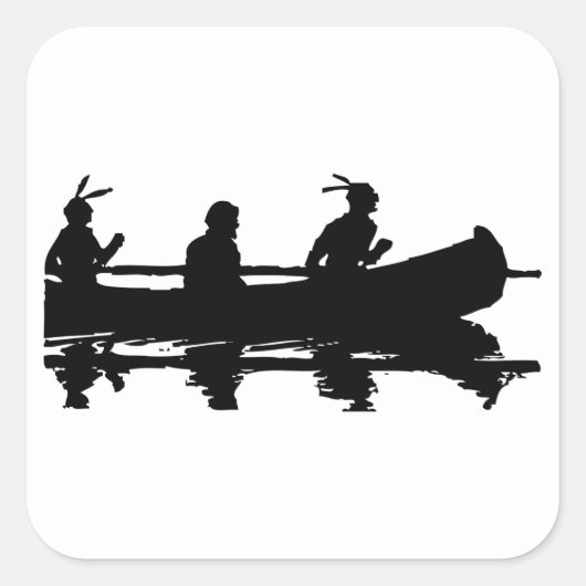 Canoe Silhouette Vierkante Sticker (Voorkant)