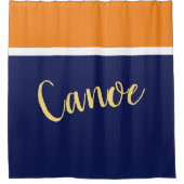 CANOE Stijlvolle Navy Blauw Wit Sinaasappel Kleure Douchegordijn (Voorkant)