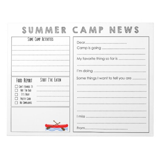 Canoe Summer Camp News Notitieblok (Voorkant)