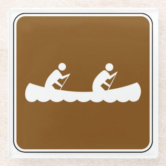 Canoe Symbool Bord Glazen Onderzetter (Voorkant)