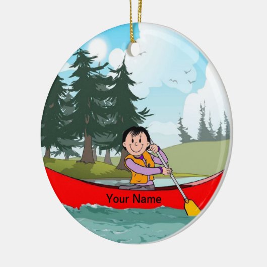 Canoe - Vrouw Keramisch Ornament (Links)