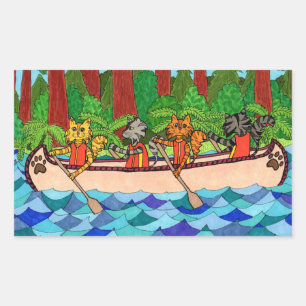 Canoeing Katten Rechthoekige Sticker