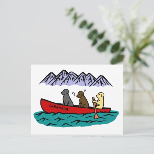 Canoeing Labrador Retrievers Briefkaart (Staand voorkant)