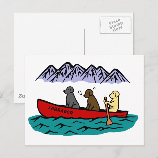 Canoeing Labrador Retrievers Briefkaart (Voorkant / Achterkant)