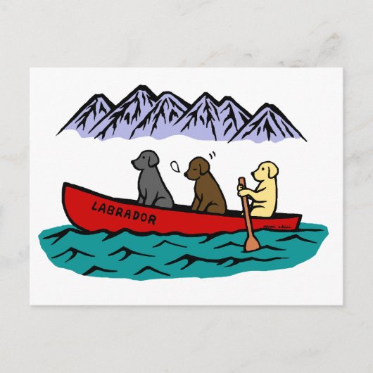 Canoeing Labrador Retrievers Briefkaart (Voorkant)