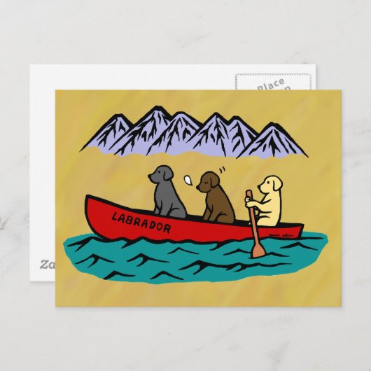 Canoeing Labrador Retrievers Briefkaart (Voorkant / Achterkant)