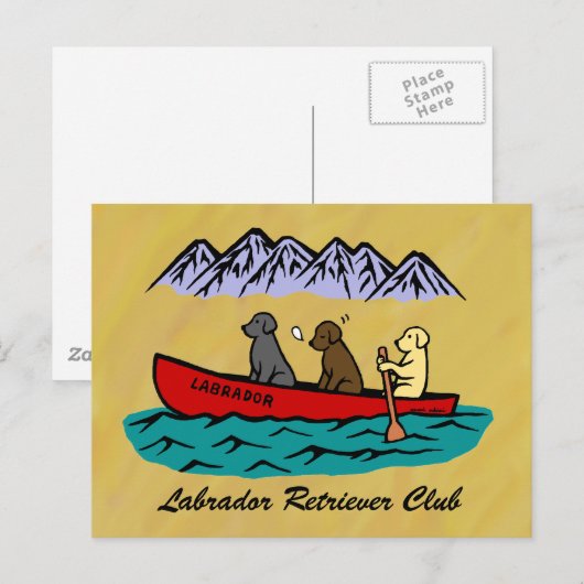 Canoeing Labrador Retrievers Briefkaart (Voorkant / Achterkant)