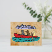 Canoeing Labrador Retrievers in de bergen Briefkaart (Staand voorkant)