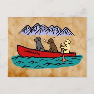 Canoeing Labrador Retrievers in de bergen Briefkaart