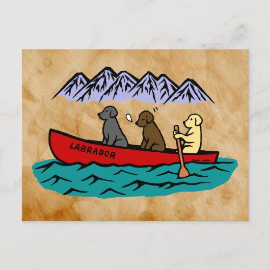 Canoeing Labrador Retrievers in de bergen Briefkaart (Voorkant)
