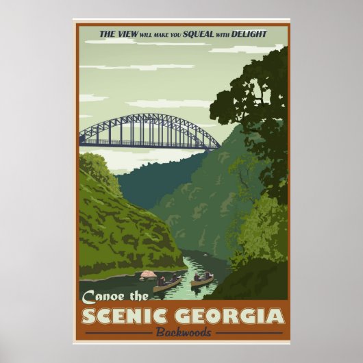 Canoeing Vintage Travel poster (Voorkant)