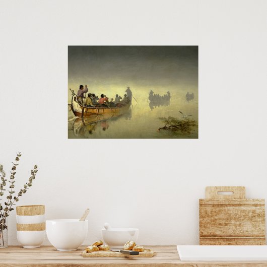 Canoes in Fog, Lake Superior, 1869 van Hopkins Poster (Keuken)