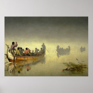 Canoes in Fog, Lake Superior, 1869 van Hopkins Poster