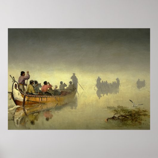 Canoes in Fog, Lake Superior, 1869 van Hopkins Poster (Voorkant)