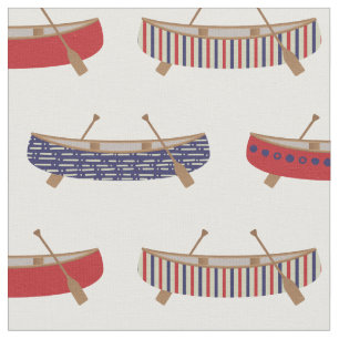 Canoes Lake House Americana Print Stof