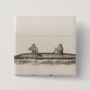 Canoes, Oonalashka, Alaska Vierkante Button 5,1 Cm