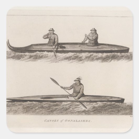 Canoes, Oonalashka, Alaska Vierkante Sticker (Voorkant)