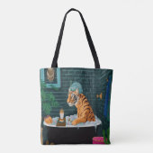 Canole Tijger in bad Tote Bag (Achterkant)