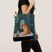 Canole Tijger in bad Tote Bag (Dichtbij)